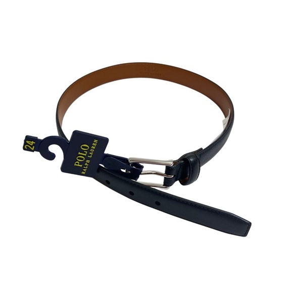 New NWT‎ Polo Ralph Lauren Leather Belt Kids Elegant Black Brown Classic 24 - Picture 2 of 8